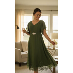 Olive Midi Dress, Size 10, NWT